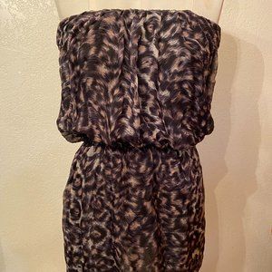 Strapless leopard printed dress